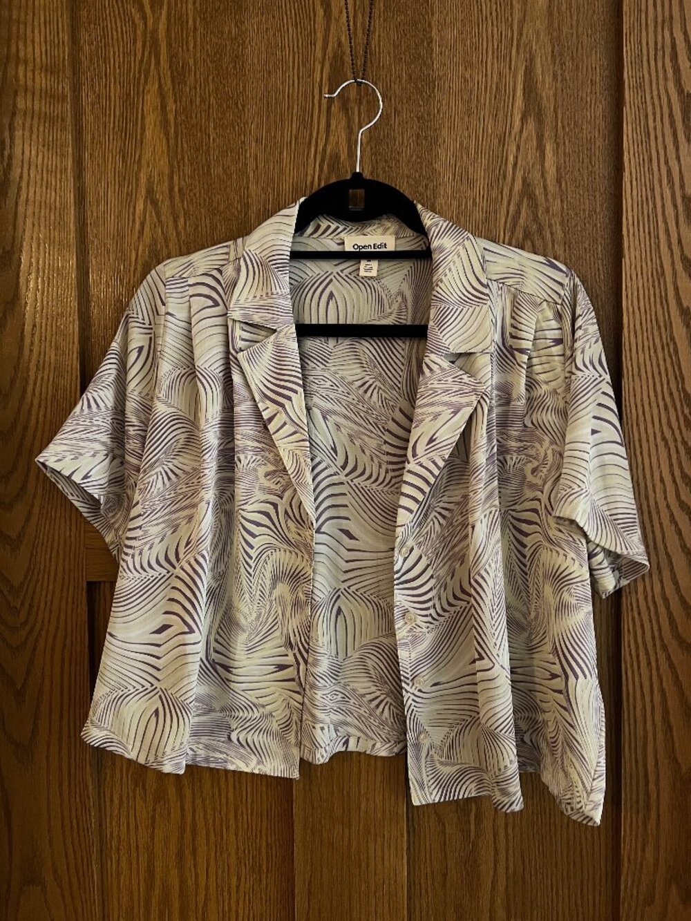 Open Edit Short Sleeve Satin Blouse